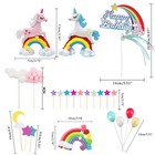 Movinpe Unicorn Cake Topper  2 Magic Unicorns Sculpture  1 Rainbow  1 Happy B   