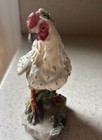 Vintage Standing Red Rooster Chicken Figurine With Flowers
