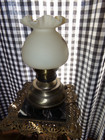 Fenton Glass  Custard Satin Budweiser Clydesdale 15  Electric Lamp Htf