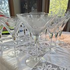 Set Of 12 Etched Clear Glass Cocktail Glasses Decorated Stemware For 8