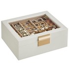  Jewelry Box With Glass Lid  2-layer Jewelry Cloud White   Metallic Gold