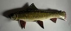 Vintage Hand Painted Wood Decoy Fish Figurine Decor 10    Long 2  Tall Metal Fins