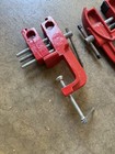 Pair Of 2 - Swix Ski Tuning Vises Vise Metal Clamp Red Table Mount Skis Clamps