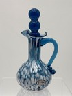 6 25  Blunique End-of-day Rainbow Art Glass Cruet   Stopper  606 Blue Dmg