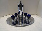 Vintage Art Deco Chase Chrome Cocktail 8 Pc  Bar Set Shaker Glasses Tray 1930 s