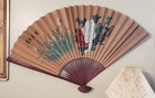 Vtg Lg Folding Fan Chinese Oriental Asian Floral Design Wall Decoration 62 X 39