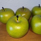 Lot Of 5 Artificial Realistic Faux Fruit Green Apples Home Decor