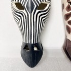 Toscano Zebra And Giraffe Wall Masks Hand Painted Safari African Home Decor 