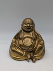 Vtg Brass Happy Sitting Buddha Statue Sculpture India 