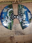Vtg Mother Of Pearl Inlay  Lacquerware Wall Hanging Vietnam Souvenir Fans