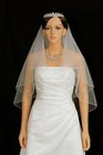 2t Ivory Elbow Length Pencil Edge Center Gathered Bridal Wedding Veil
