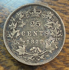1872-h Canada 25 Cents Nice Original Fine  Km-5 Chrc