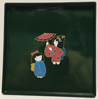 Japan Lacquerware Cooperative Association Green 8  Square Serving Tray New