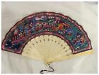 Antique Chinese Applied Faces Fan Carved Sticks Circa 1850 With Box