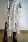 Free People Anthropologie Layered Bohemian Long Skirt Ivory Asymmetric Hem S m l