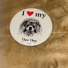 Vintage 80s I Love My Chow Chow Button Pin Red Heart Picture Round 3  Strand 