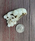        Antique Chinese Hand Carved White Jade Nephrite Boy Offering Fruit  peaches  