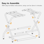 Luggage Rack  Folding Suitcase Stand With Fabric Storage Shelf For Guest Room   