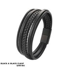 Mens Bracelets Genuine Leather Handmade Braided Stainless Steel Magnetic Buckle