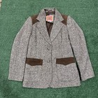 Vintage 70s Ms  Pioneer Western Tweed   Leather 3 Piece Suit Set Brown Size 10