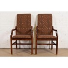 Henredon Mid-century Modern Sculpted Oak High Back Armchairs  Pair