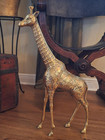Large 27  Brass Giraffe  Vintage Exotic African Safari Animal  Polished Figure