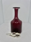 Vintage Mcm Bischoff Glass Amethyst Crackle Decanter 13    W crystal Stopper