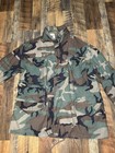 Vintage Army Cold Weather Coat Woodland Camo Size Large Short Military Jacket 