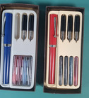 Lot Of 2 Vintage 1980s Sheaffer Calligraphy Pen Sets Usa W  Boxes Nibs Red Blue