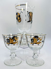 Vintage Libbey 1970 s Martini Cocktail Pitcher   Stemmed Glasses  Firemen Hat