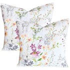  100  Cotton Quilted Throw Pillow Covers Set  26  X 26   pack Of 2  Floral 02