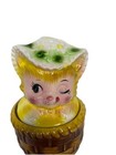 Vintage Cute Winking Kitty Miss Priss Sugar Cream Container Ceramic Japan