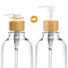 Bamboo Bathroom Accessories Set 4 Pcs - Clear Toothbrush Holder Plastic Soap    