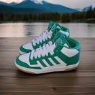 Adidas Men   s Mid Top Lace-up Athletic Sneaker Colorblock Green white Rubber
