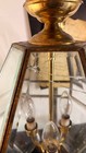 Vintage Brass Beveled Glass Lantern Chandelier Hanging Swag Lamp Hollywood