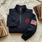 Embroidered J e e  Epstein Quarter Zip Sweatshirt  Jeffrey Epstein Embroidery