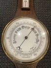 Antique Aneroid Barometer Thermometer Hand Carved Wood Case 31    Fahr   Centi