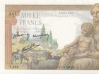 1942 Banque De France 1000 Francs   rare    y     Gem Unc   