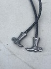 Vintage Mickey Mouse Cowboy Bolo Tie Necklace Disneyland Pewter Western Boot