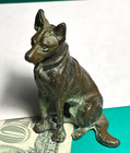 Vintage 3    Solid Brass Dog German Shepherd Belgian Tervuren Figurine Sculpture