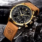 Men s Luxury Watch Quartz Analog Luminous Date Dial Leather Band Wriswatch Gift