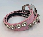 Girls Shyanne Pink Ostrich Leather Rhinestone Western Cowgirl Belt Size 22 New