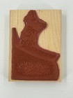 Inkers Away Woman Hanging On A Stamp Wood Mount Rubber Stamp