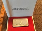 Vintage 1974 The Franklin Mint Christmas  Silver Bar Ingot 1 Ounce  33 Gm Silver