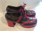 Vintage 70s Chunky Platform Shoes Brown   Red Vinyl