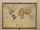 School Wall Map Colonies And Expansion 17-18th Century World Map 212x154cm  1935