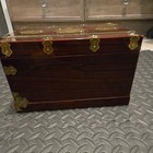 Antique Asian Jewlery Box Storage And Mirror  with Golden Trim 