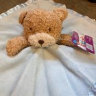 Kidgets Blue Bear Rattle Baby Lovey Security Blanket Family Dollar Satin Trim