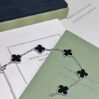 Bracelet Vintage Alhambra 5 Motifs 18k White Gold Plated Onyx