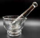 Vintage 8 Oz Pharmacy Apothecary Clear Glass Mortar And Pestle Set